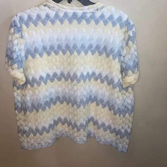 Alfred Dunner Faux Twinset Crochet Cardigan Beaded Tank Combo Petite Large - Picture 5 of 7